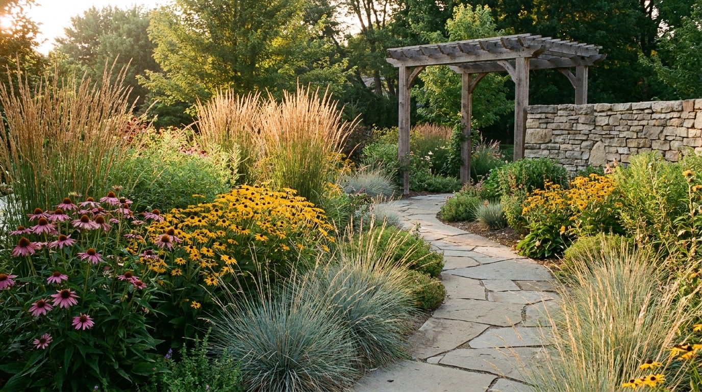 The same backyard after landscaping